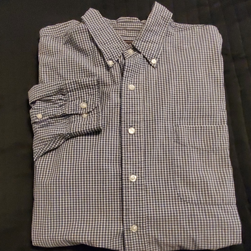 Men G.H. Bass & Co. Button Down Shirt Blue White Size‎ Large
